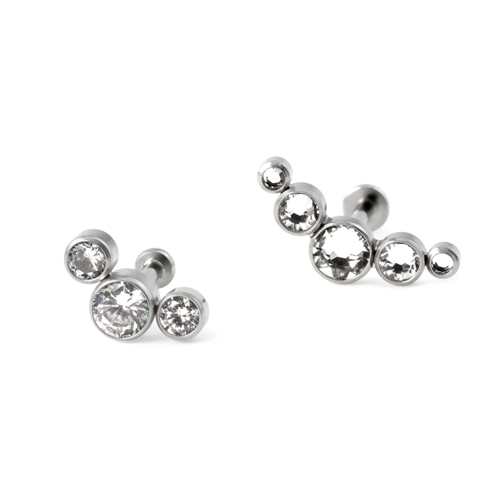 Titaanist push-in labret erinevate kivikestega