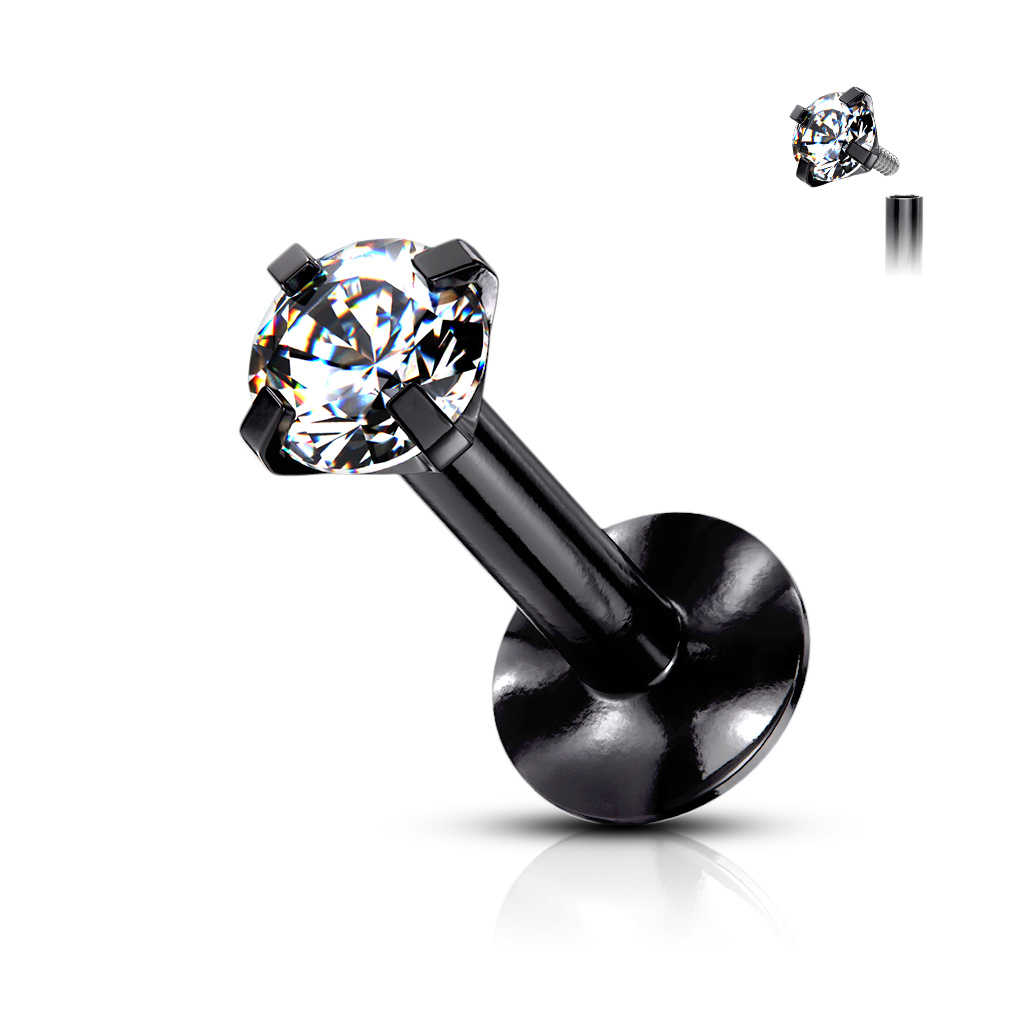 Pisikese kiviga kaunistatud labret neet, sisekeermega