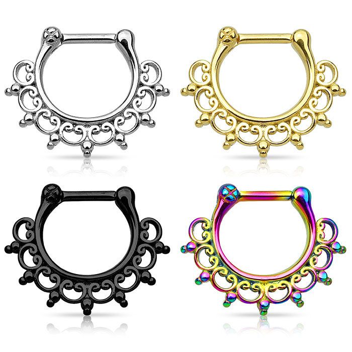 Kirurgilisest terasest ornamendi disainiga septum neet