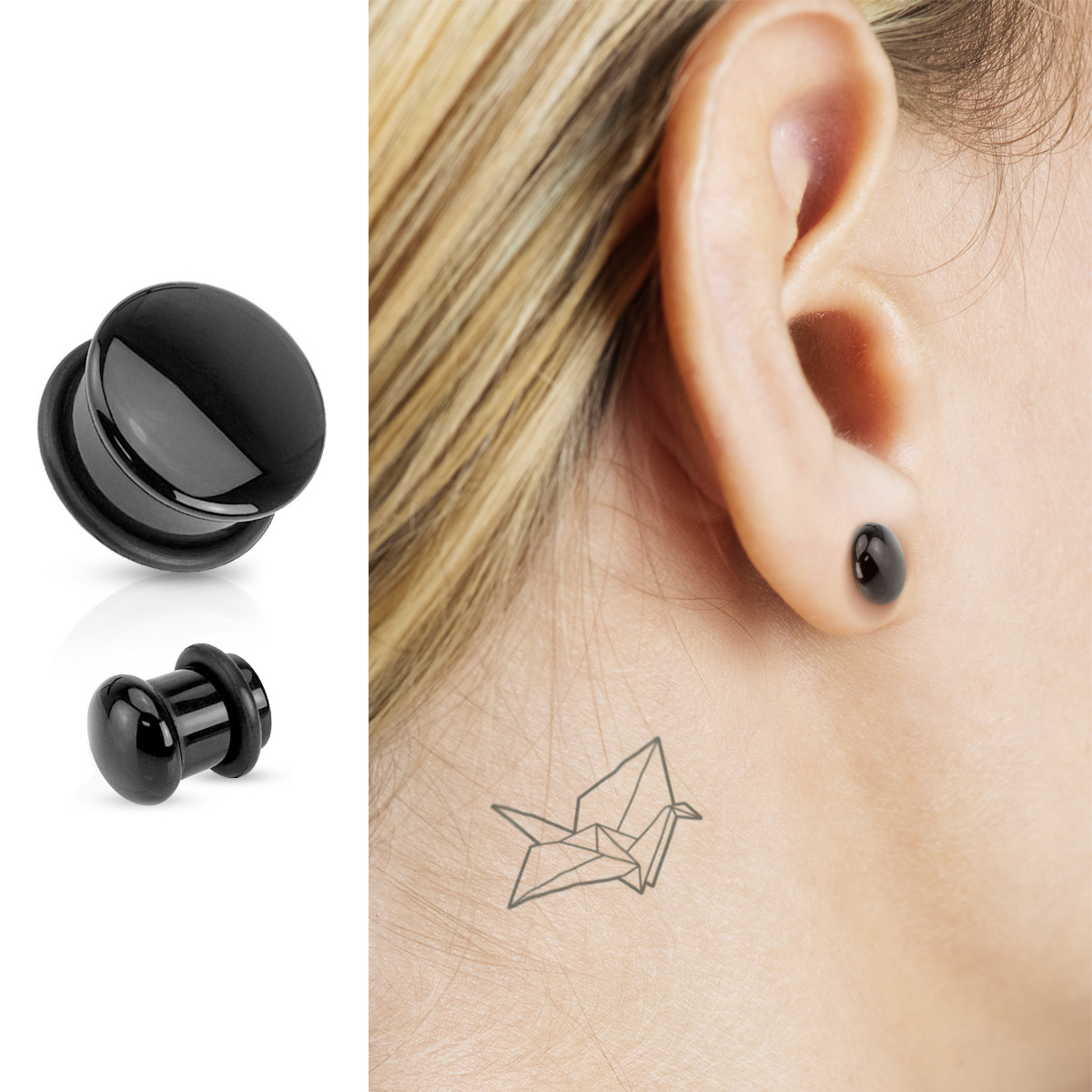 Kuppelvormiga plug mustast ahhaadist