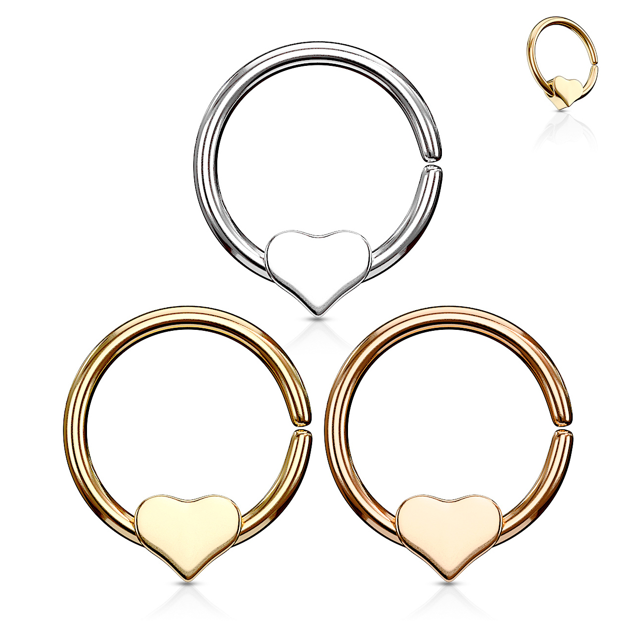 Rõngas, mis kaunistatud liikuva südamega