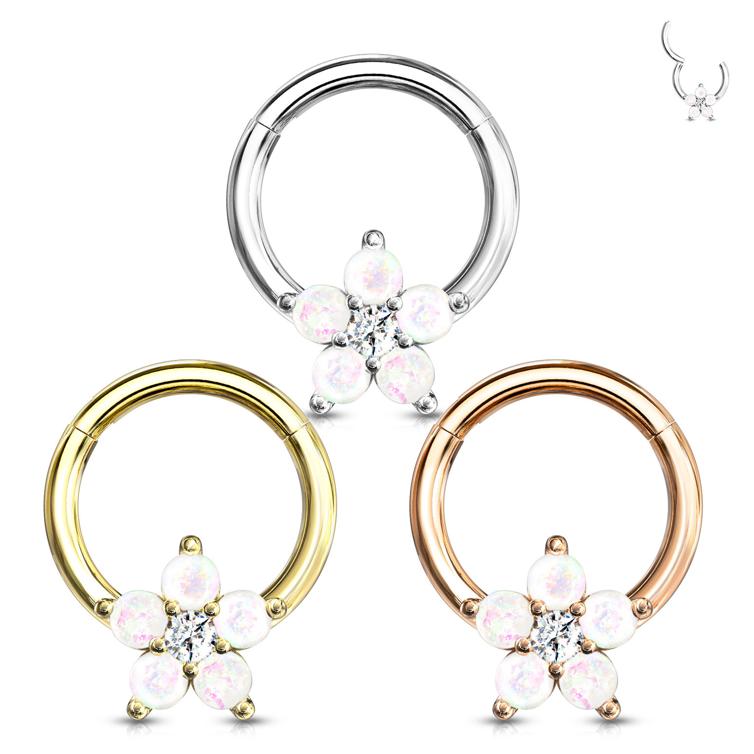 Liigendiga rõngas opaalist lillega