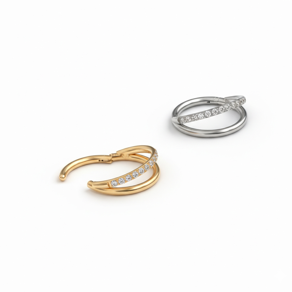 Titaanist topeltrõngas kivikestega