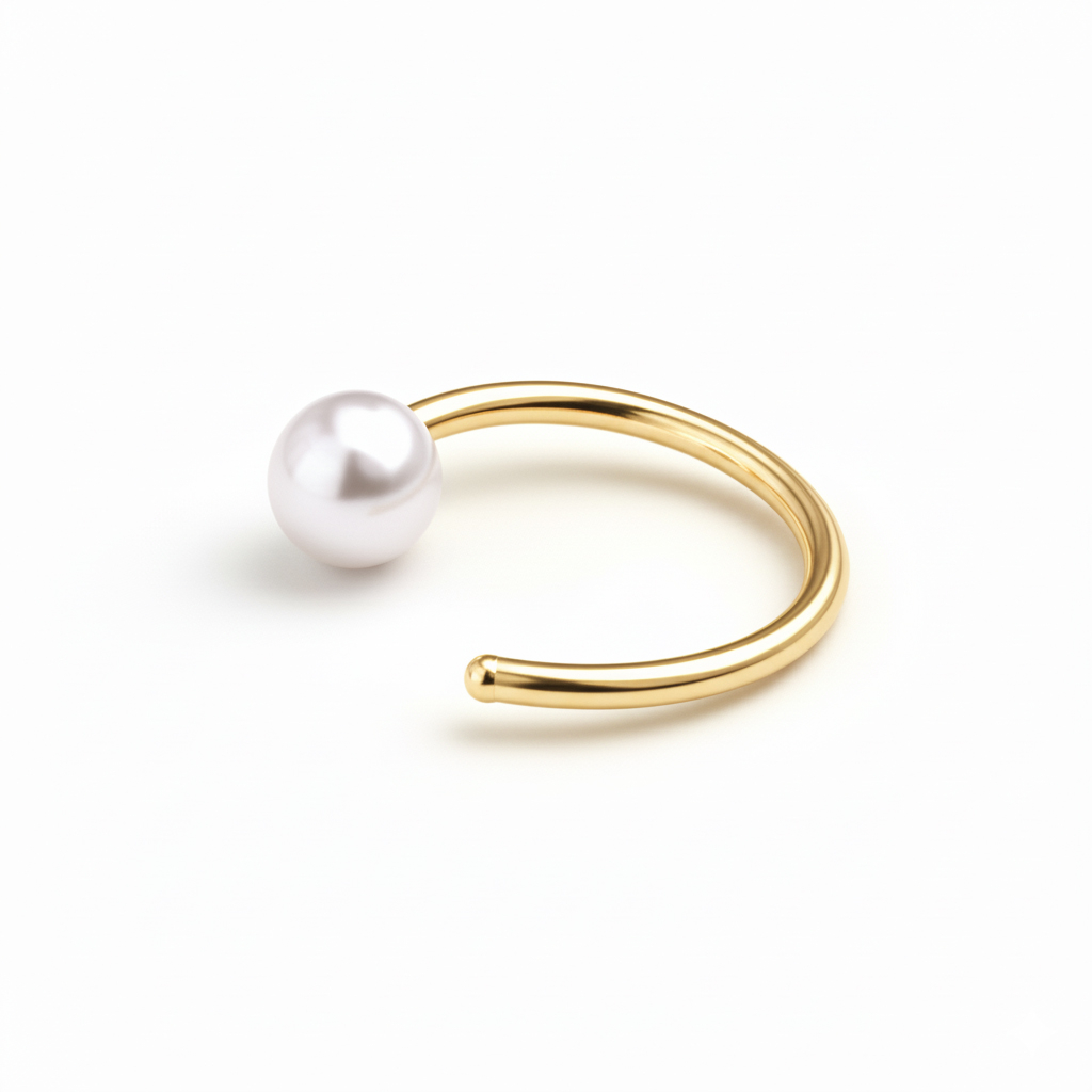 Pärliga titaanist avatud rõngas