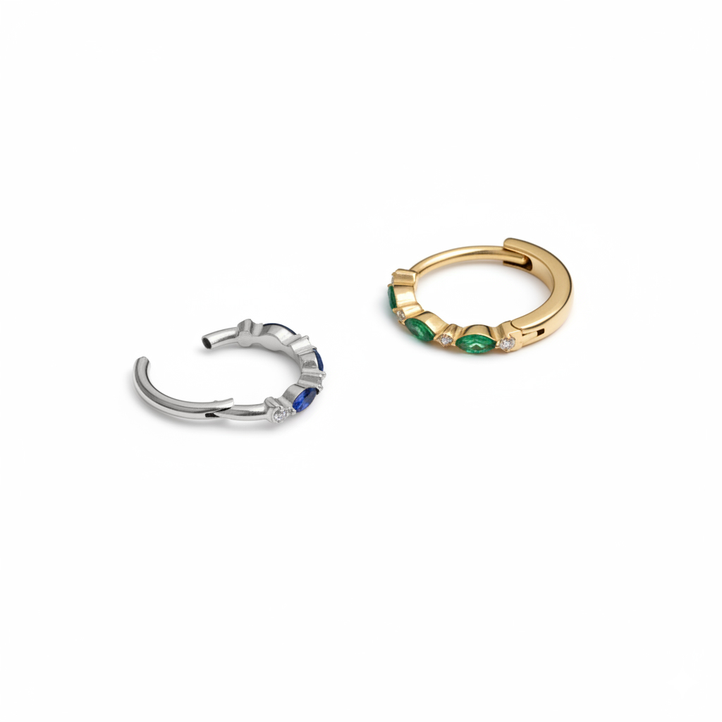 Titaanist rõngas värviliste kividega