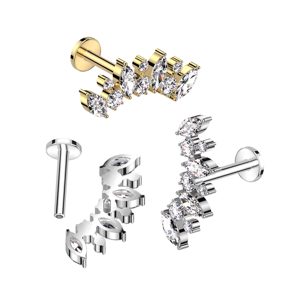 Titaanist labret ümarate ja markiisi kivikestega