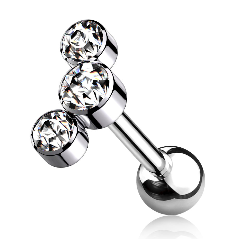 Sisekeermega titaanist barbell 3 kivikesega