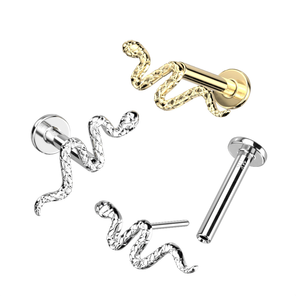 14K kullast push-in labret deitailse maoga