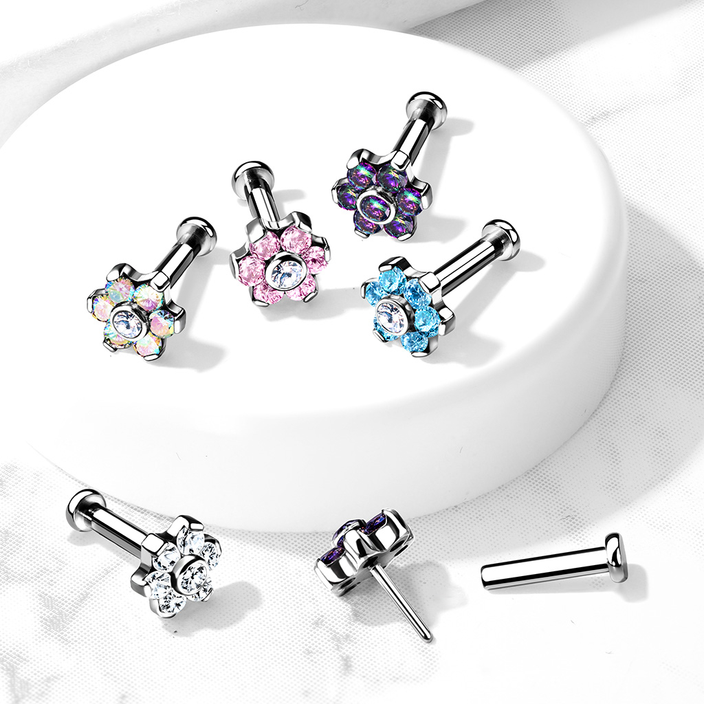 Titaanist push-in labret kividest lillega